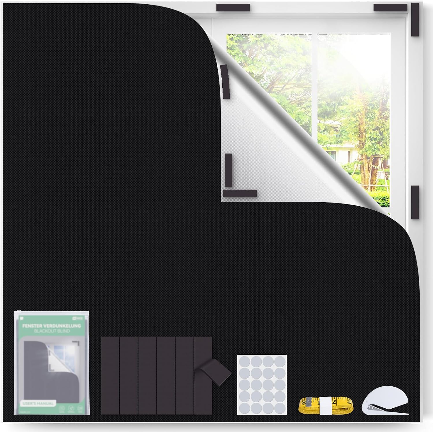 Detalle de Inwee HK25A4324-A magnetisch verduisteringsrolgordijn 100 x 145 cm