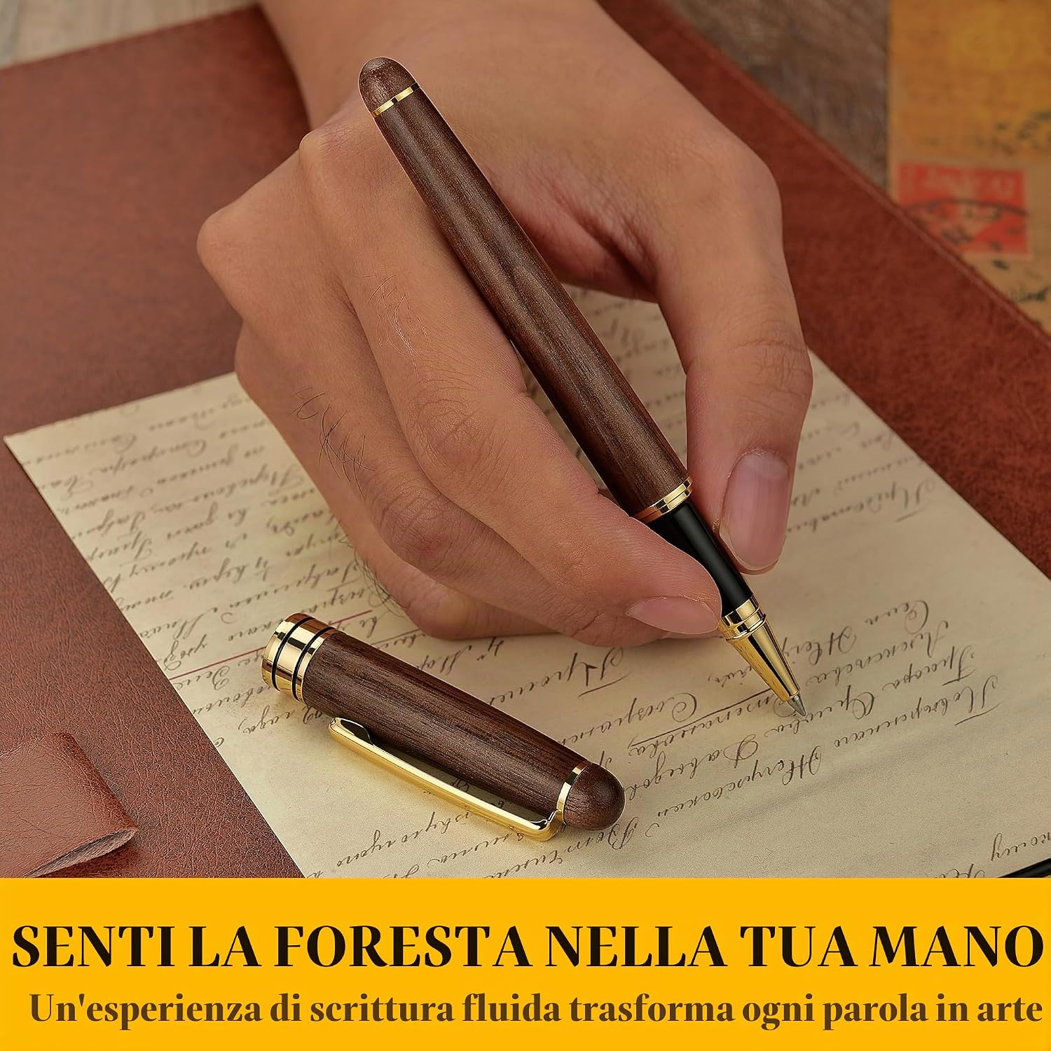 Detalle 2 de BEILUNER Set di Penne a Sfera di Lusso in Legno Noce – Scrittura elegante per ufficio executive