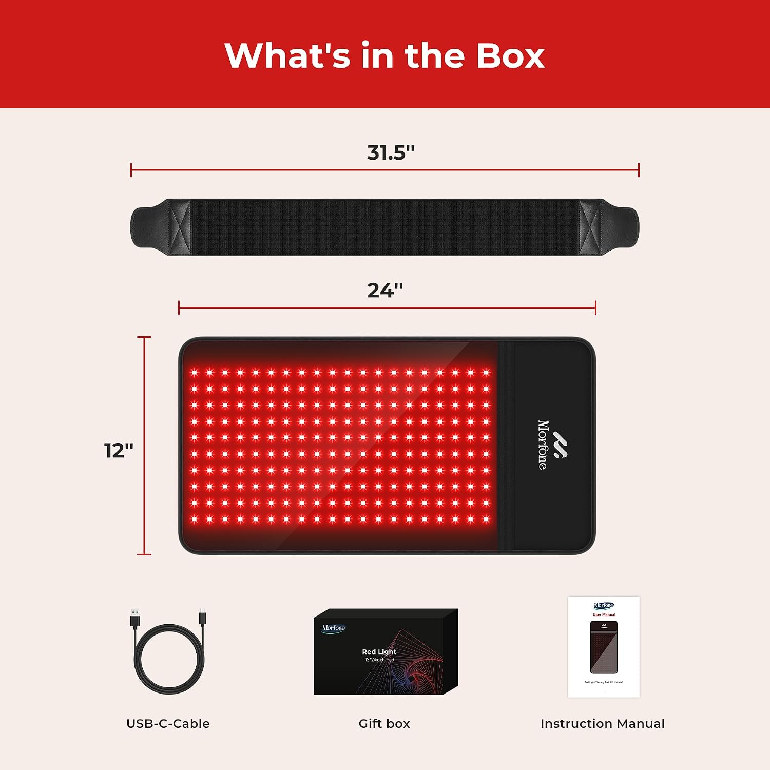 Thumbnail 6 de Morfone Cordless Red Light Pad 24" x 12" – Portable Dual-Wrequency Infrared Therapy with Built-in Battery