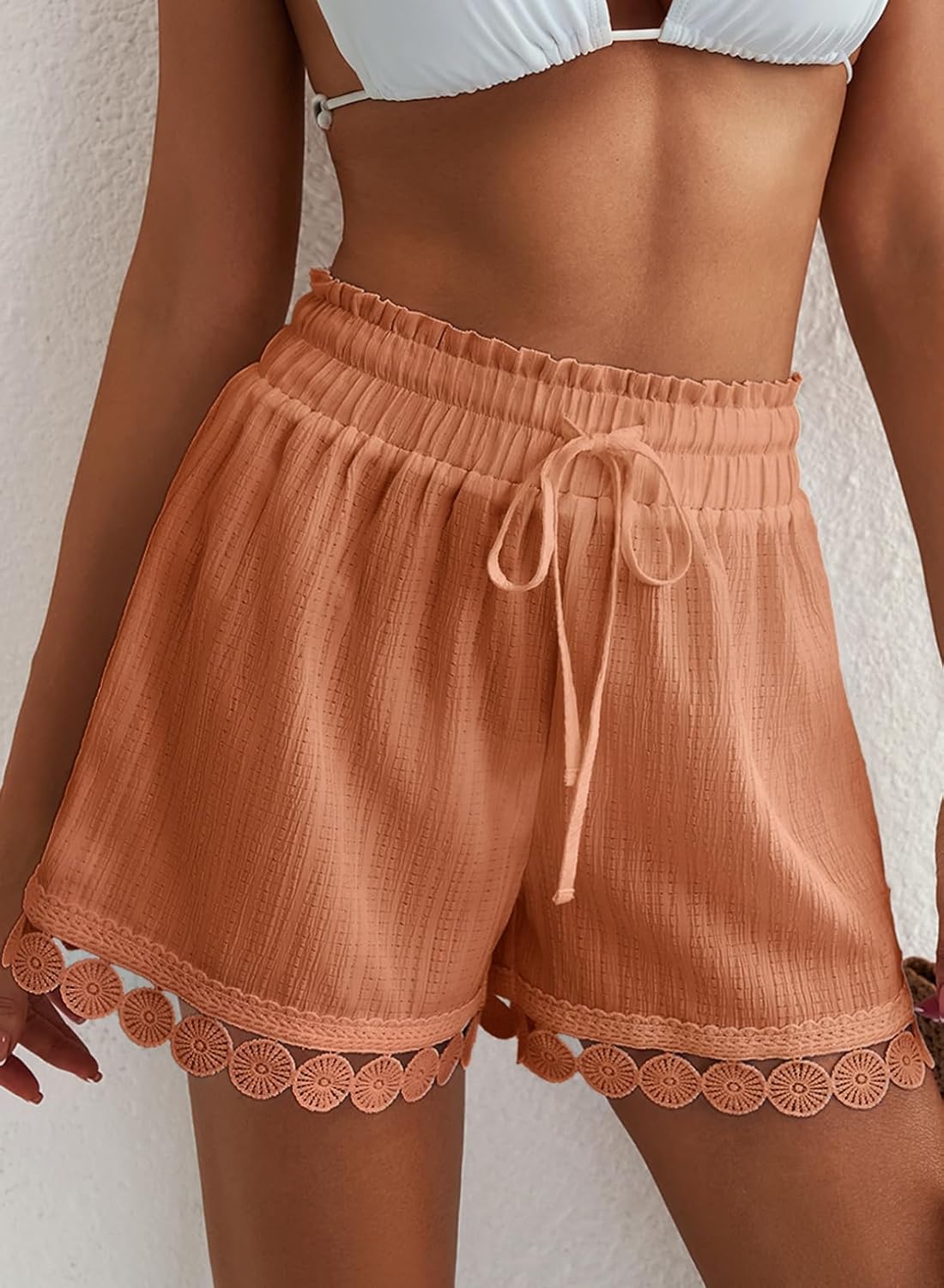 Thumbnail 2 de Dokotoo Women’s Shorts: Summer Casual Loose Elastic Waist Drawstring Lace Boho Beach Cover Up Shorts