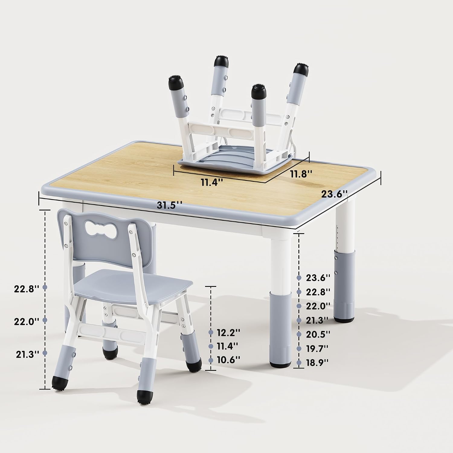 Detalle 2 de Brelley Adjustable Kids' Table and Chair Set, 31.5-Inch