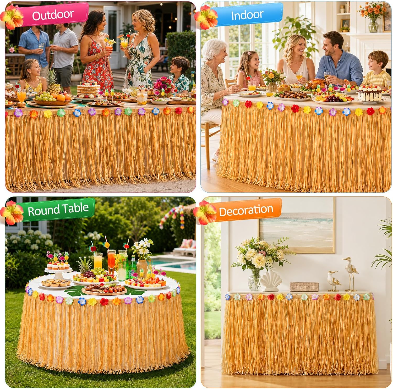 Thumbnail 3 de Hawaiian Party Decorations Set - Luau Table Skirt, 12 Garlands & Tropical Accents