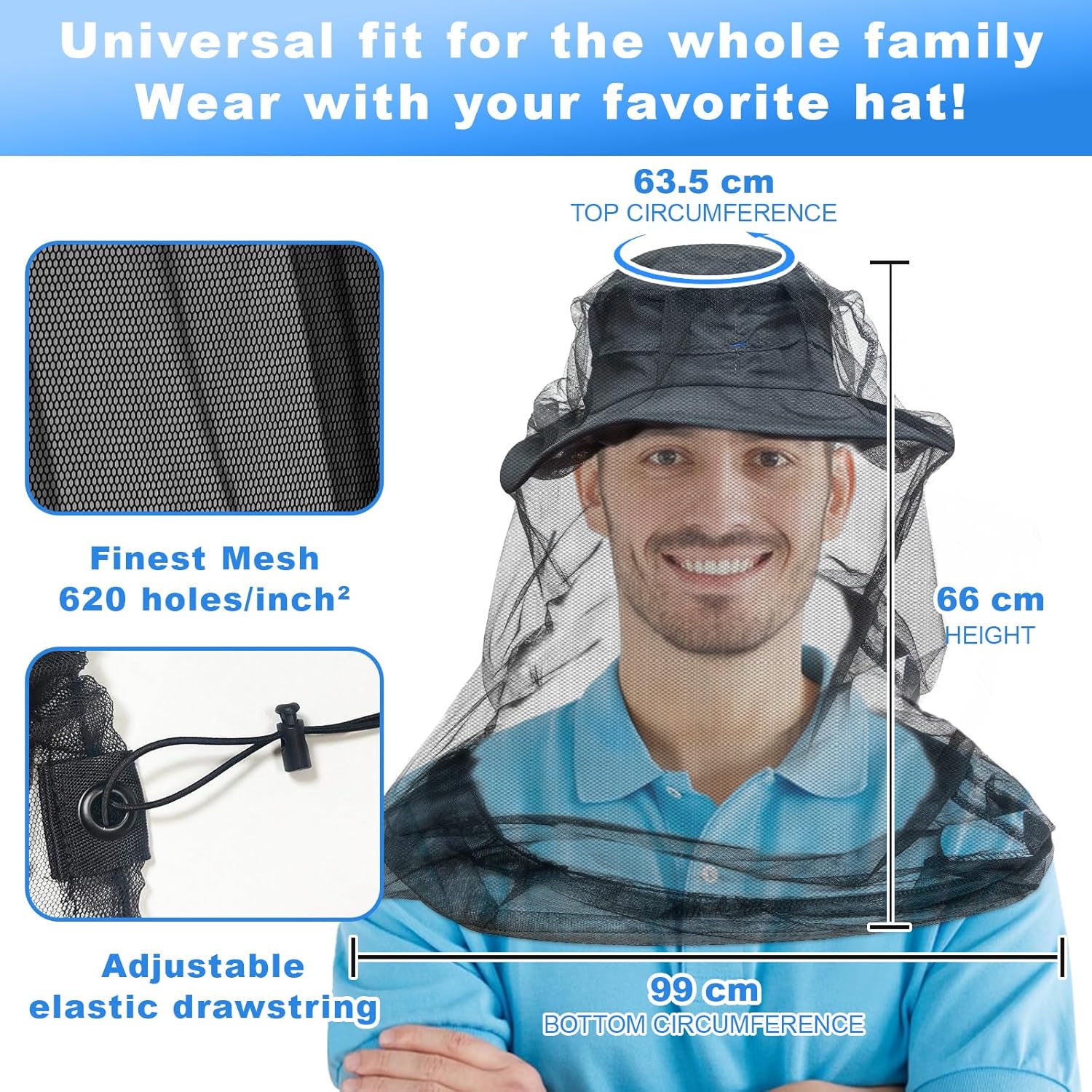 Thumbnail 2 de South to East Premium Midge Net for Head