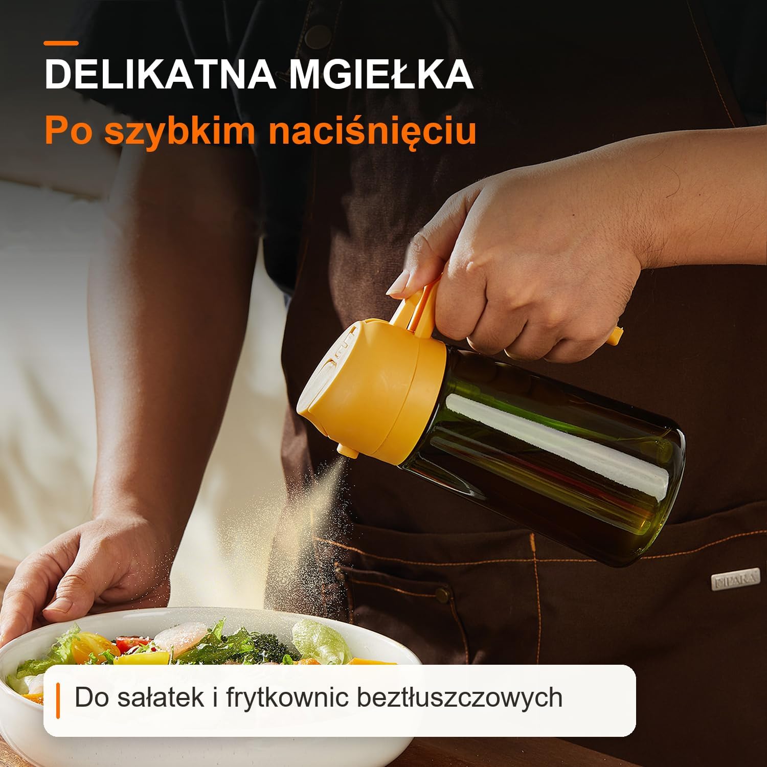 Detalle 1 de TrendPlain 2 w 1: szklana butelka na oliwę z dozownikiem i spryskiwaczem, 470 ml