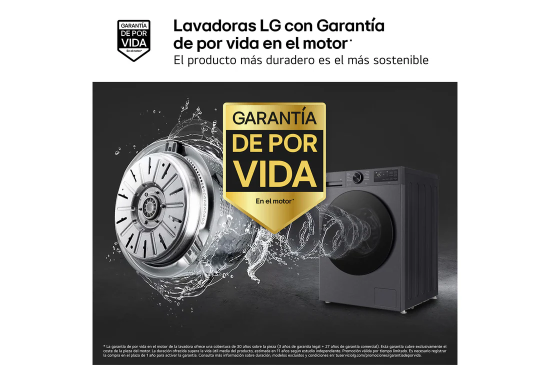 Detalle 2 de LG F4X5009TBB.OUTLET Lavadora Inteligente 9 kg con AI Direct Drive y TurboWash 360º