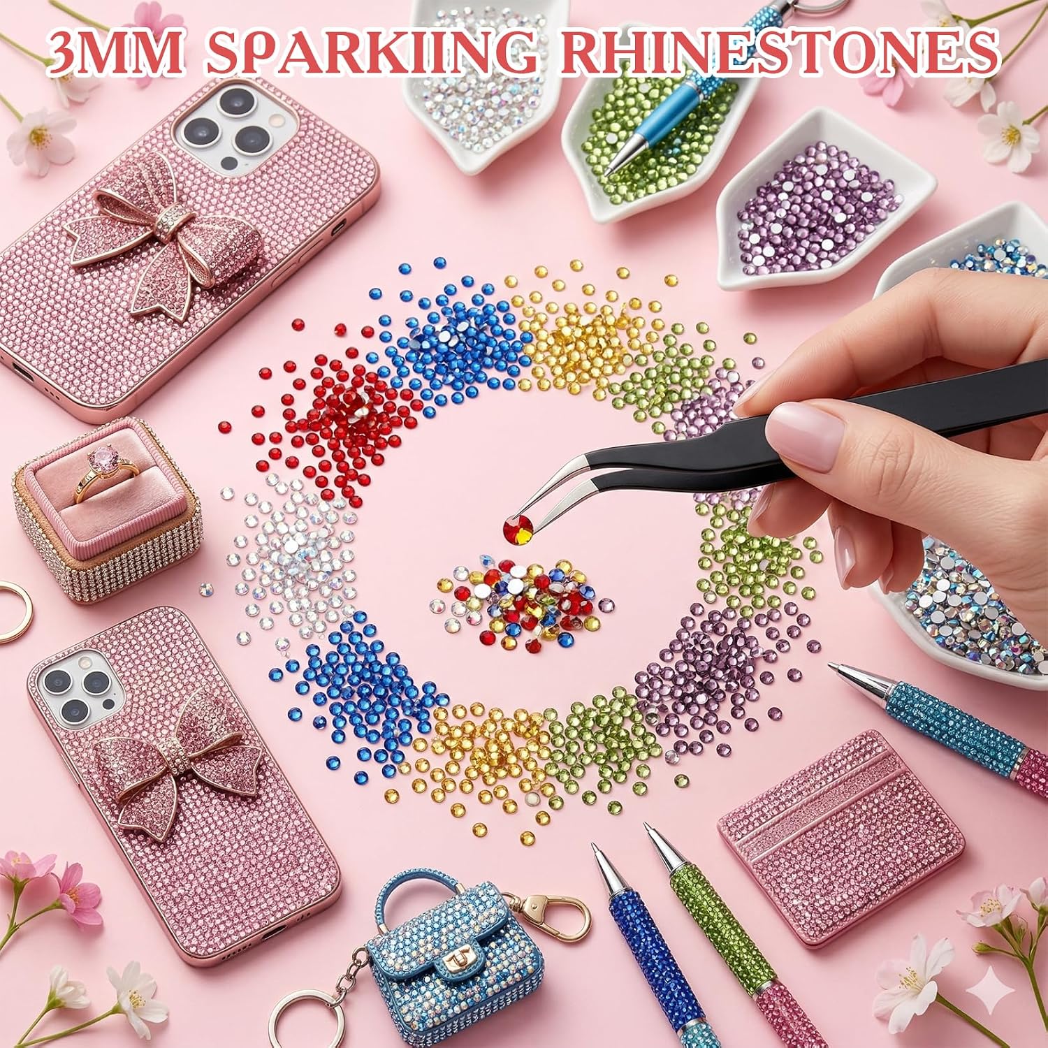 Thumbnail 4 de 80000Pcs Bedazzling Kit with 3mm Rhinestones – 42 Colors Resin Gems for Nails, Crafts & DIY