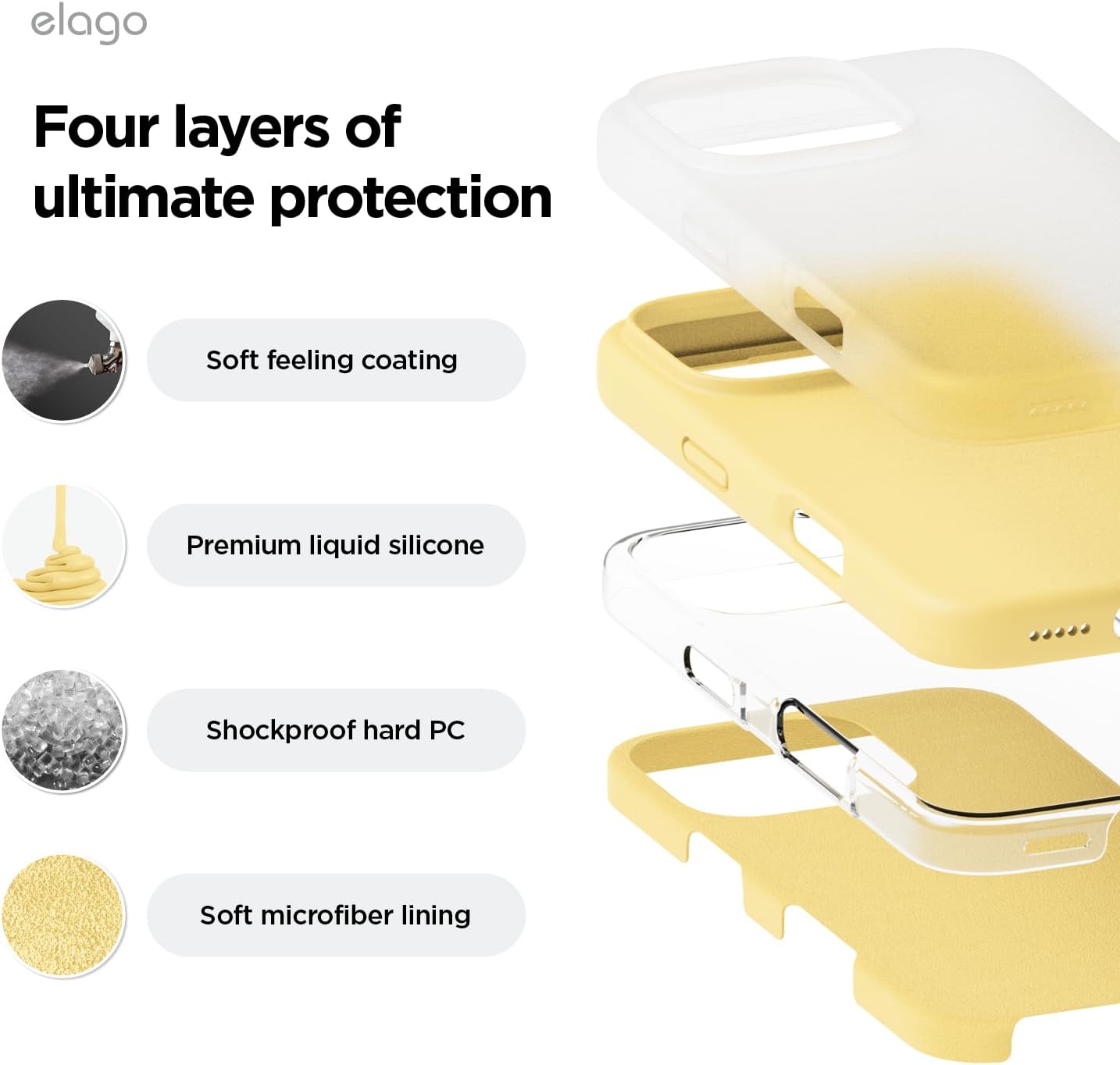Thumbnail 3 de elago Liquid Silicone Case for iPhone 16 Pro (Full-Body, Shockproof) with Microfibre Lining – Yellow