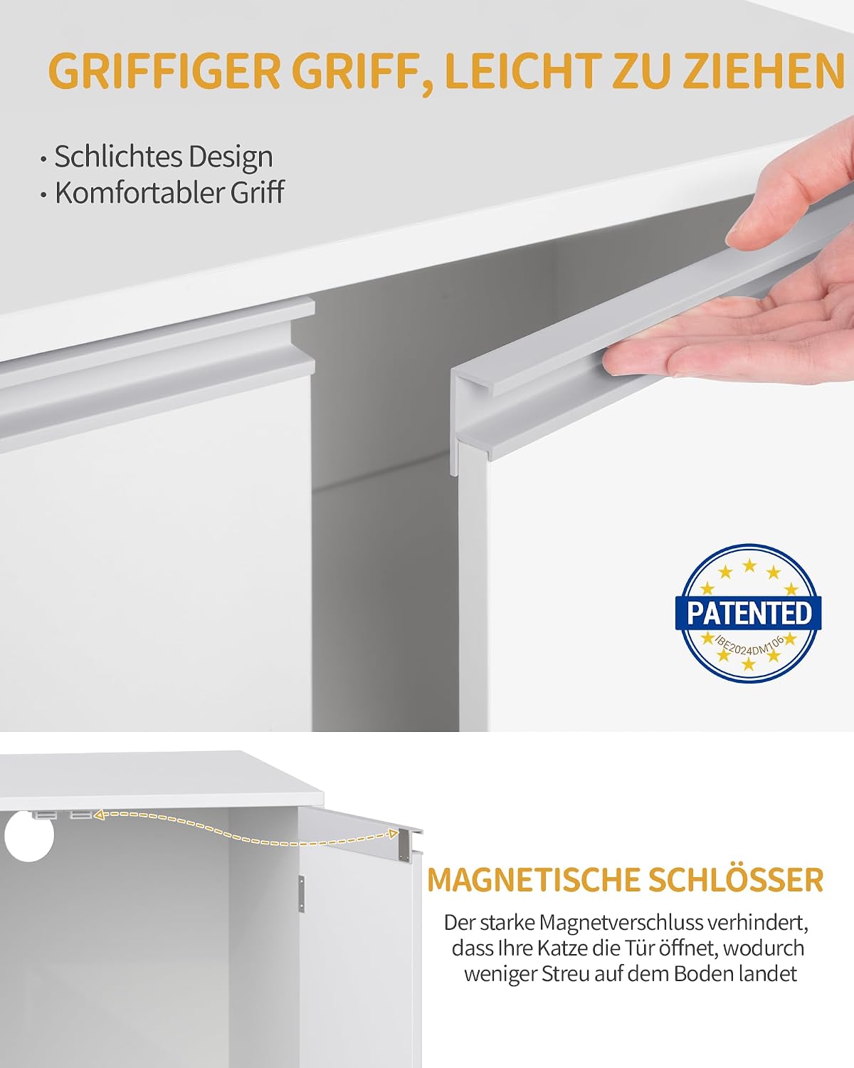 Thumbnail 4 de Hzuaneri Katzenschrank für 2 Katzen – Katzenklo Schrank, Doppelraum, verstecktes Katzenhaus, 140 x 48,3 x 48 cm, Weiß (CB65603X)