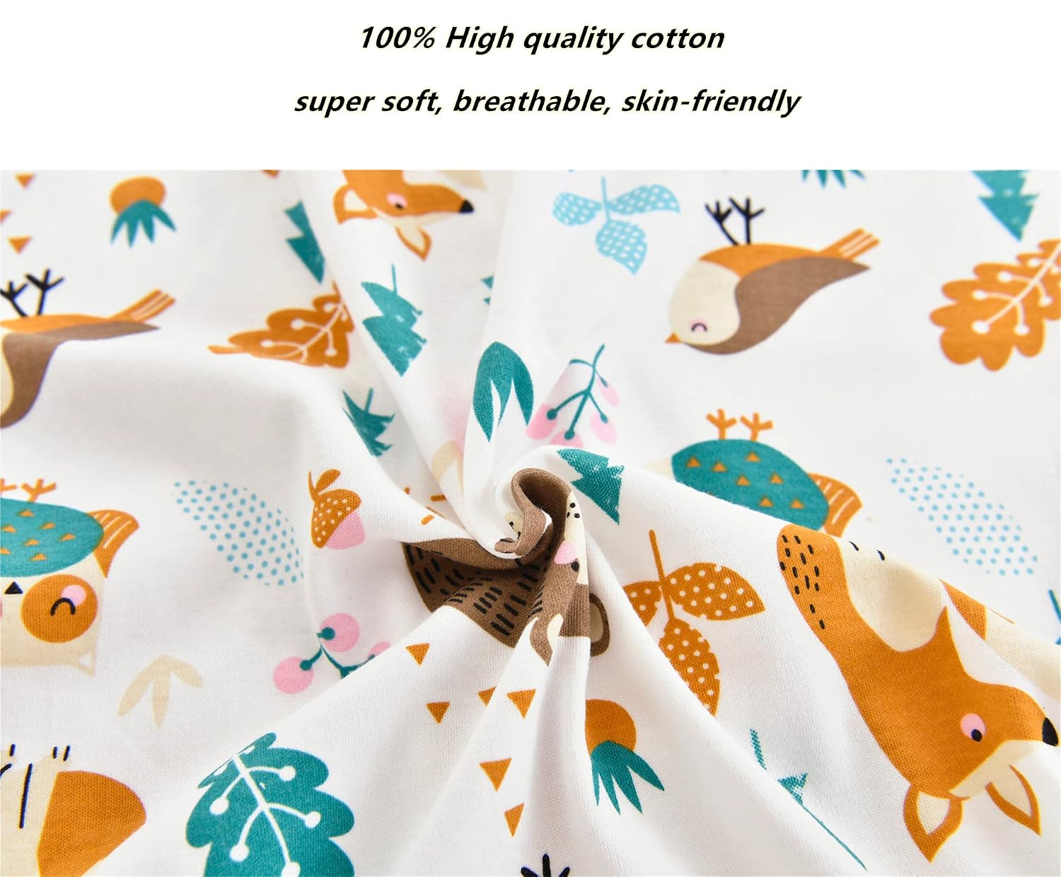Detalle de Chilsuessy Baby Schlafsack Sommer mit Füßen 0.5 Tog – 100% Baumwolle, Waldtiere, 70–100 cm