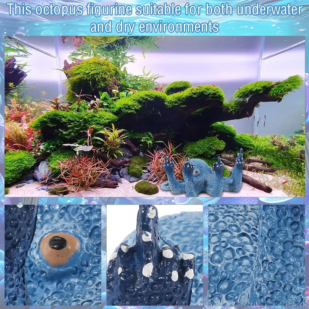 Detalle de DIYBravo Blue Glowing Octopus Aquarium Ornament (2.5 × 5 × 5 in)