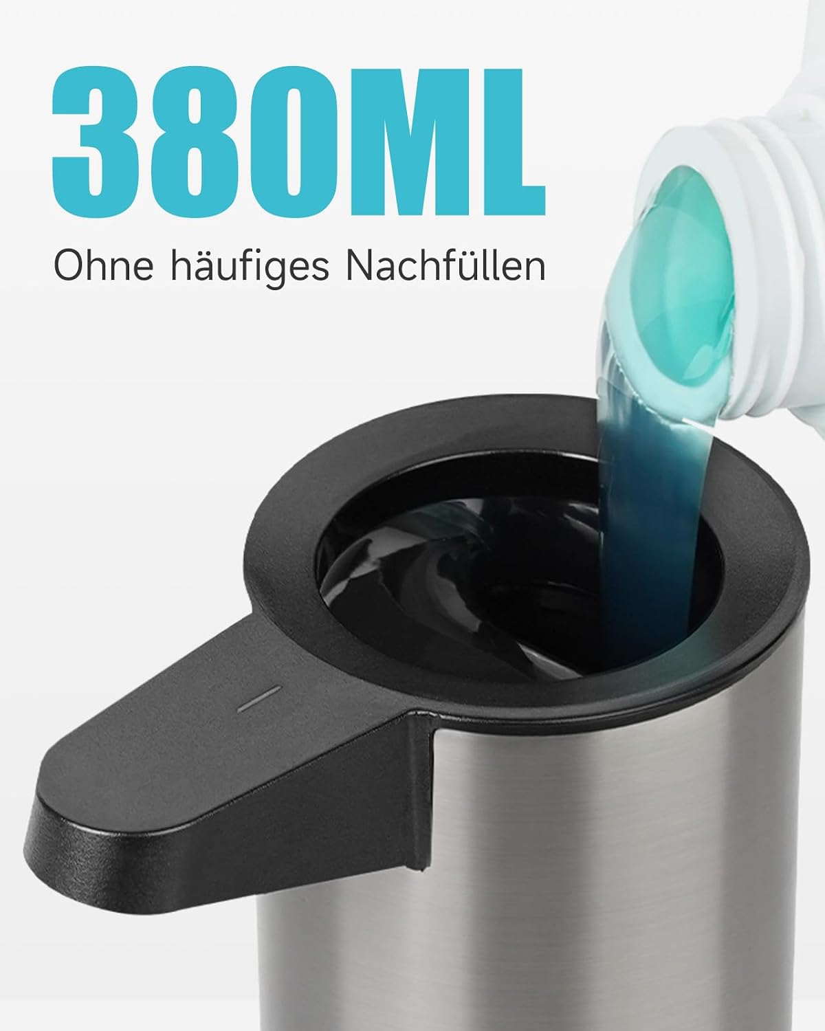 Detalle de AIKE SensePro automatischer Seifenspender aus Edelstahl (380 ml), berührungslos mit USB-C-Laden