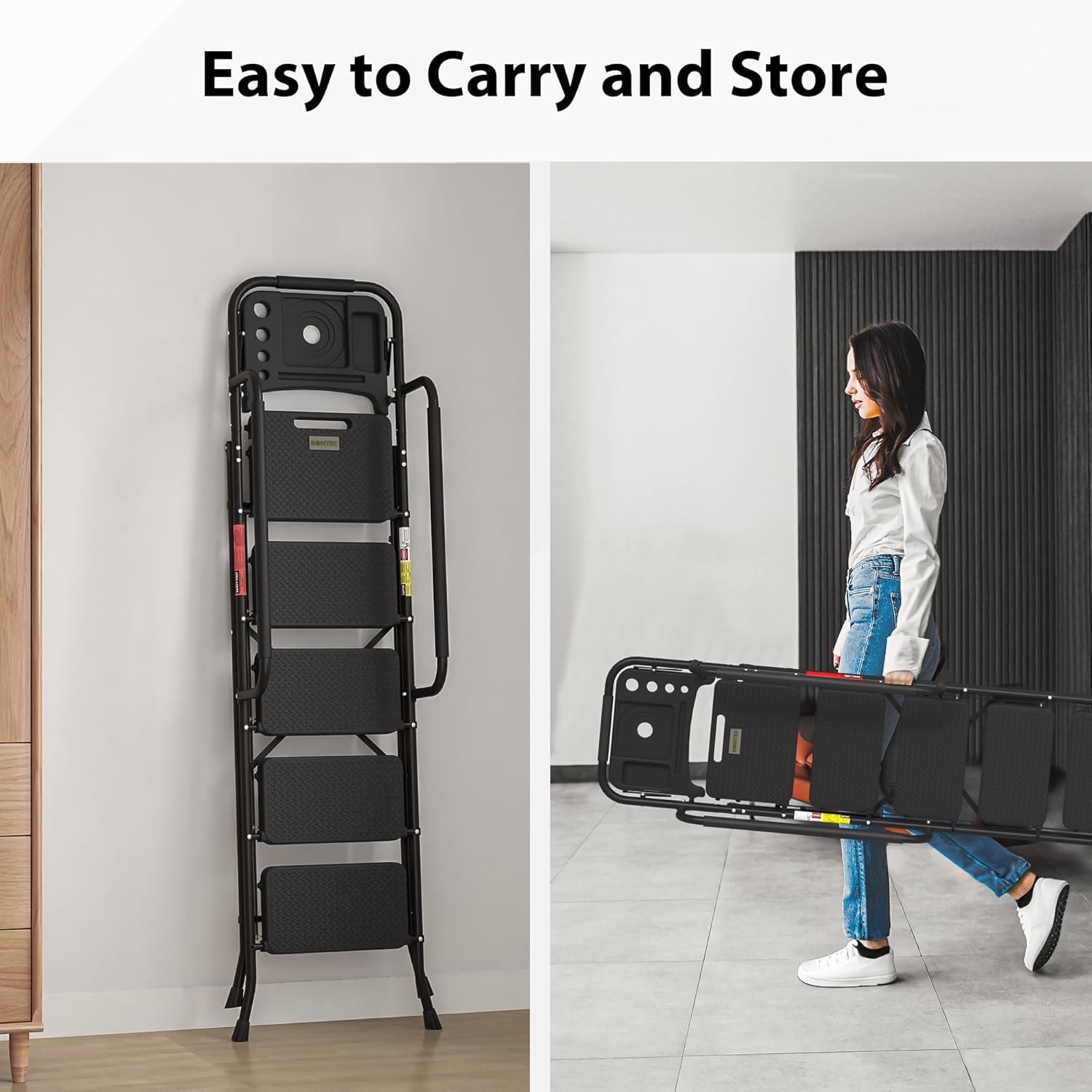 Thumbnail 5 de BONTEC 5-Step Folding Ladder, Heavy Duty 5-step 🪜