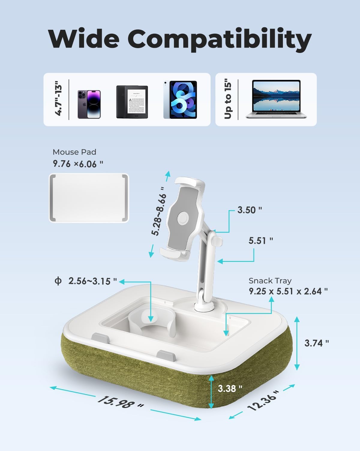 Detalle 2 de Viozon Kindle Pillow Stand and Laptop Lap Desk with 360° Arm