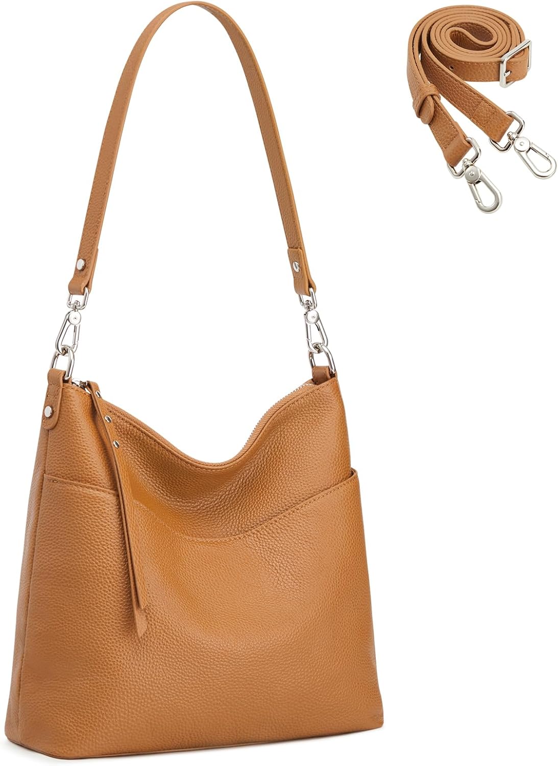 Thumbnail 6 de S-ZONE Leather Tote Bag for Women: Medium Crossbody with 2 Removable Straps