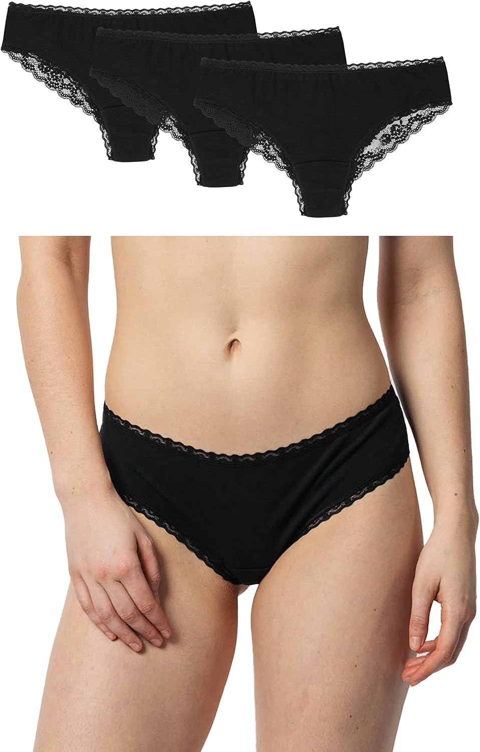 Detalle de Snocks Lot de 3 culottes brésiliennes en dentelle (XS-XL) – confort et élégance au quotidien