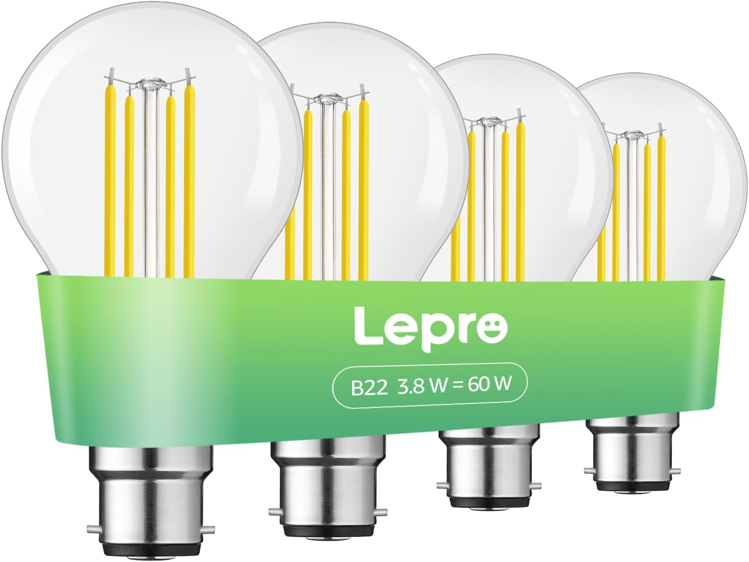 Imagen de Lepro Bayonet Light Bulb A-Rated 3.8W LED (B22), 806lm, 2700K Warm White, 4-pack en OfertitasTOP