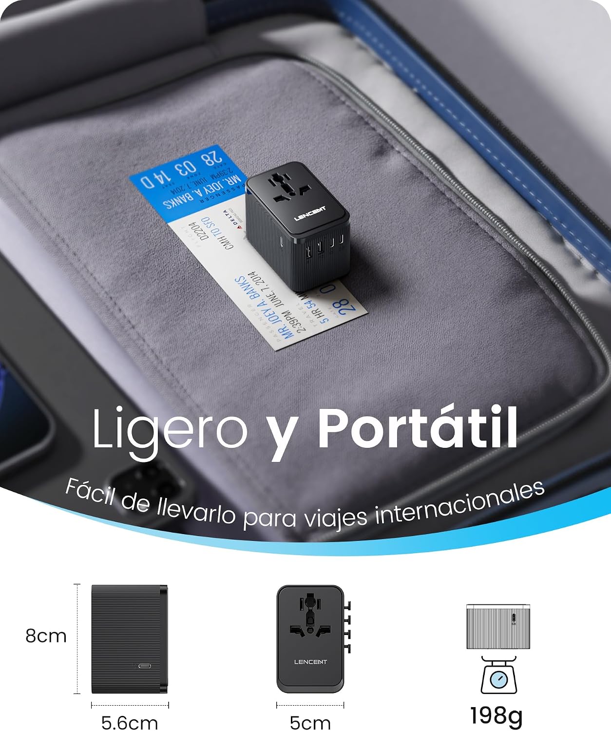 Detalle 2 de LENCENT Adaptador Enchufe Universal 30 W