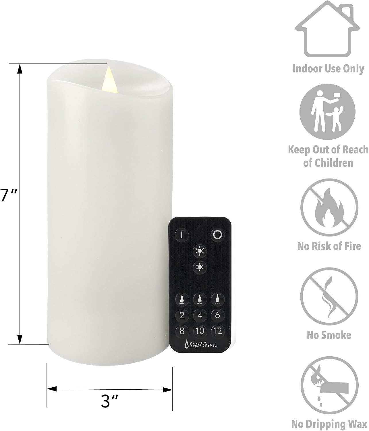 Detalle de Softflame Flameless LED Candles, 3 x 7.1 in.