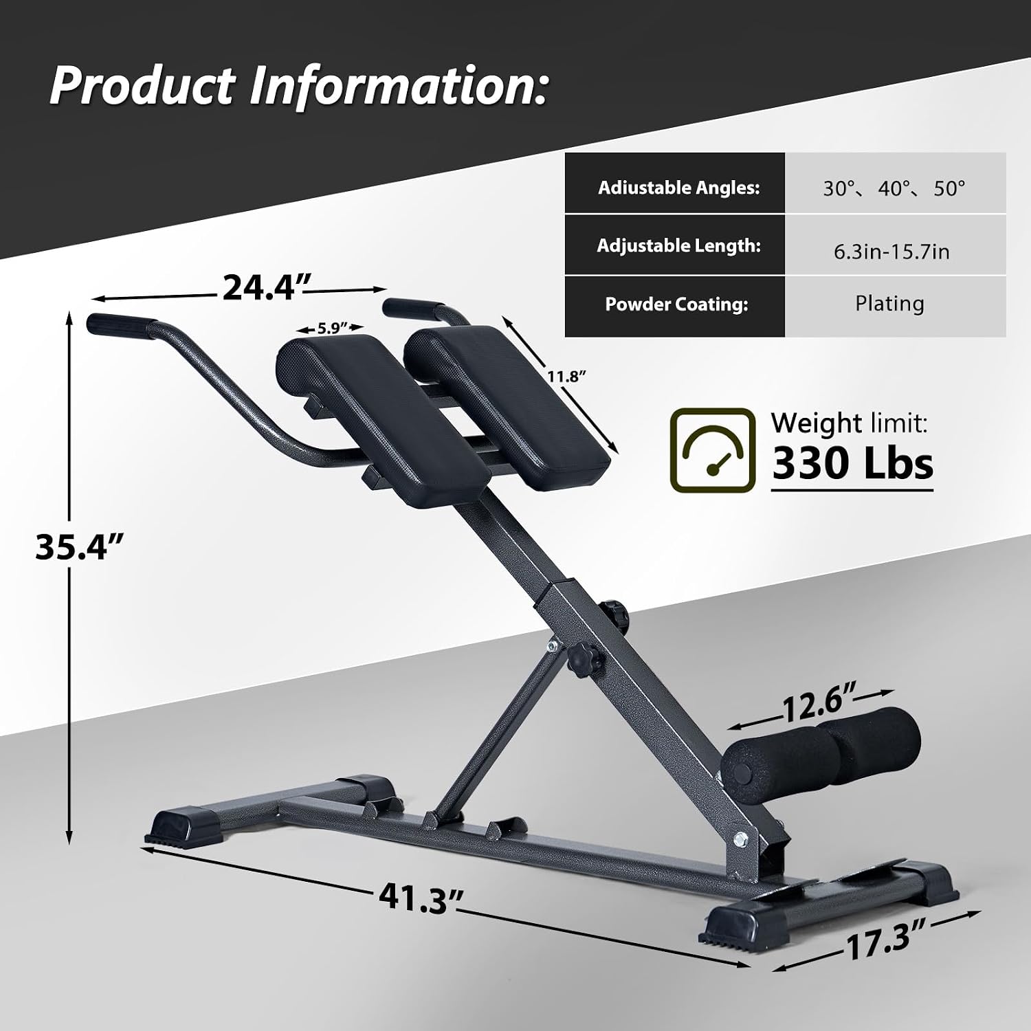 Detalle 2 de SogesPower Roman Chair Back Extension Bench, Adjustable and Foldable