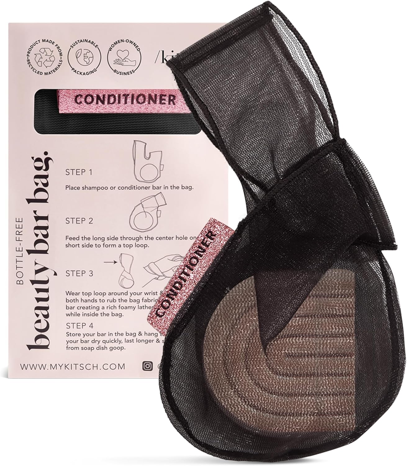 Thumbnail 5 de Kitsch Sac économiseur de savon – poche en maille recyclée (gel douche, après-shampooing & barres de shampooing) breveté