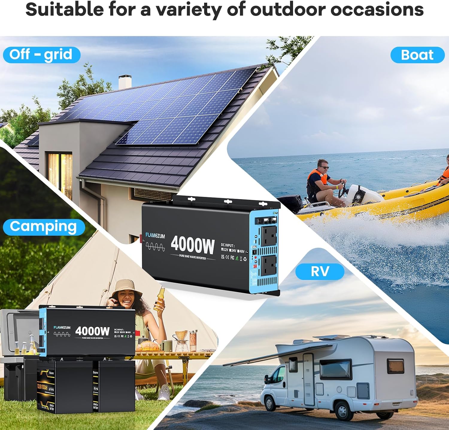 Thumbnail 6 de Pure sine wave inverter 4000W/8000W (12V to 240V) with LCD wired remote, AC outlets and USB-A/USB-C