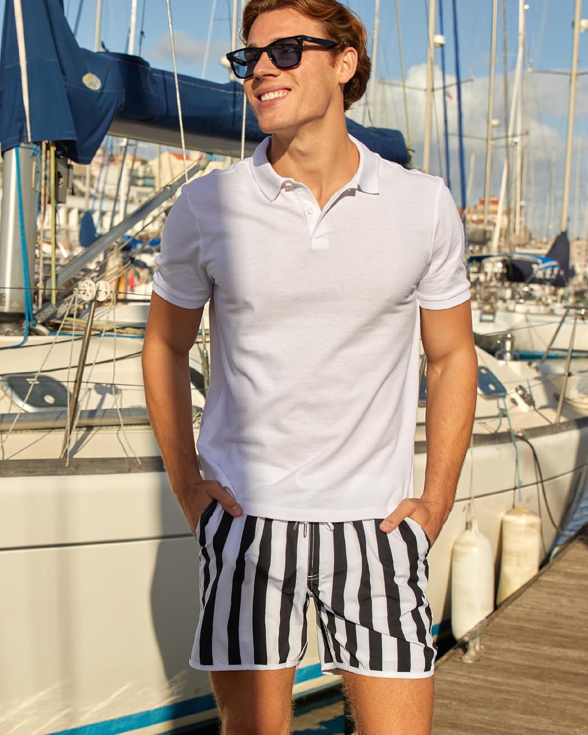 Thumbnail 1 de maamgic Mens Short 80s 90s Vintage 5.5" Swim Trunks – 2-in-1 Quick Dry Board Short