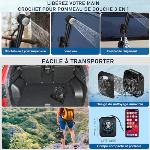 Thumbnail 6 de Spopal Douche Camping 8000 mAh – Douche portable avec affichage intelligent et 4 modes