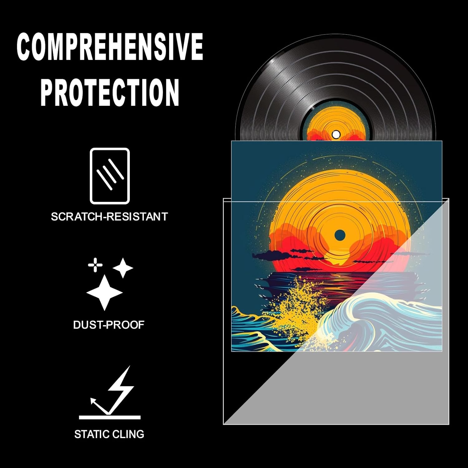 Thumbnail 3 de CARDARCHIVER 120 Pack Vinyl Record Sleeves Outer (12.75" x 12.75", 3 Mil) for 12" LPs