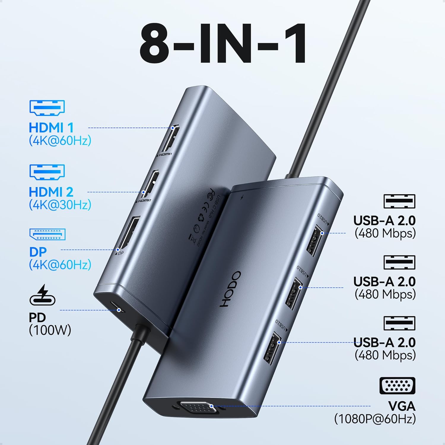 Thumbnail 1 de USB C Docking Station Dual Monitor Adapter 100W ⚡🖥