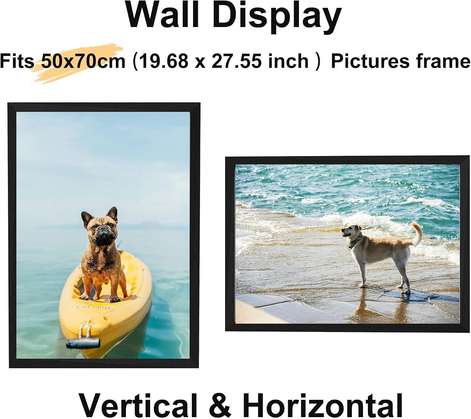 Detalle de 50x70 Black Wooden Picture Frame – Versatile 50x70 cm Frame for Poster or Certificate