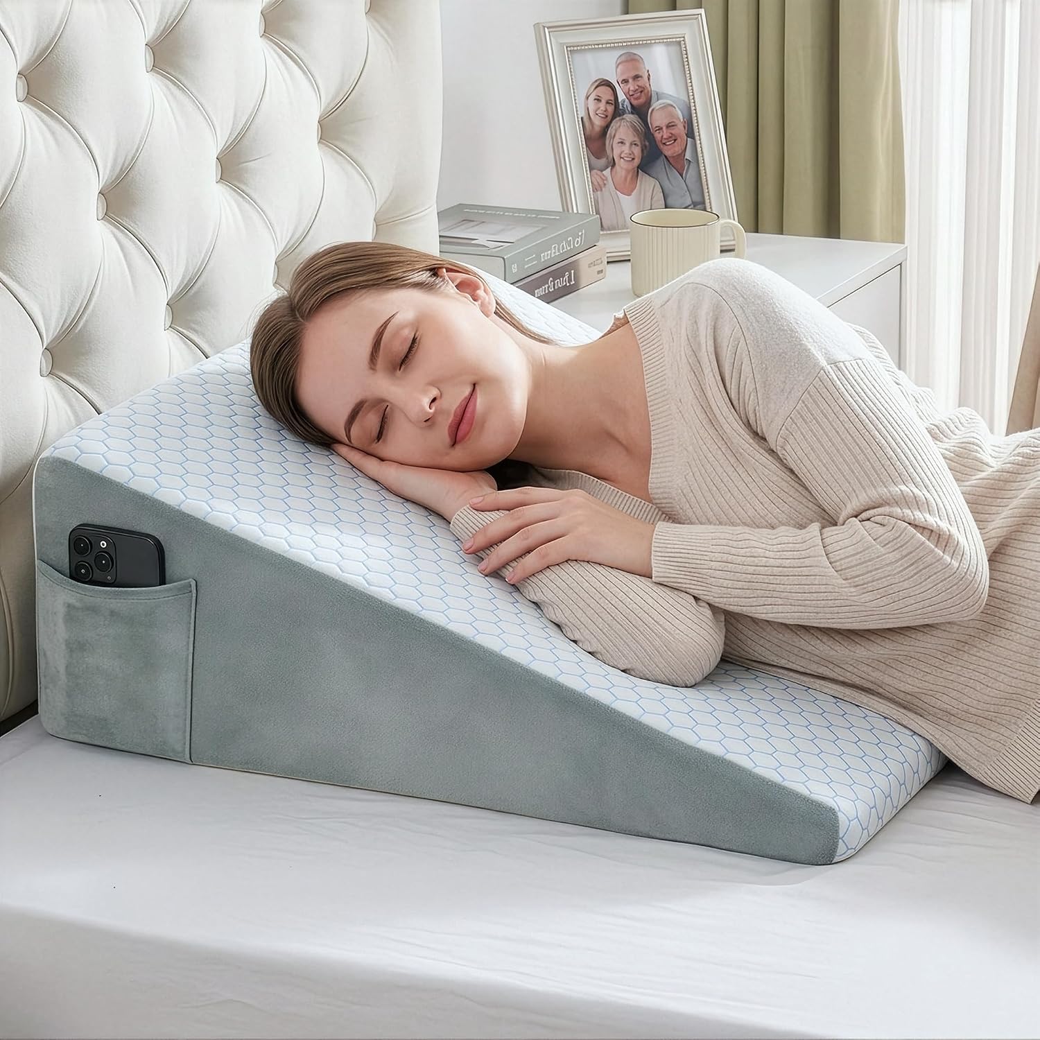 Detalle de puredown PD-PP82038-8 Bed Wedge Pillow, 8-Inch Cooling Memory Foam