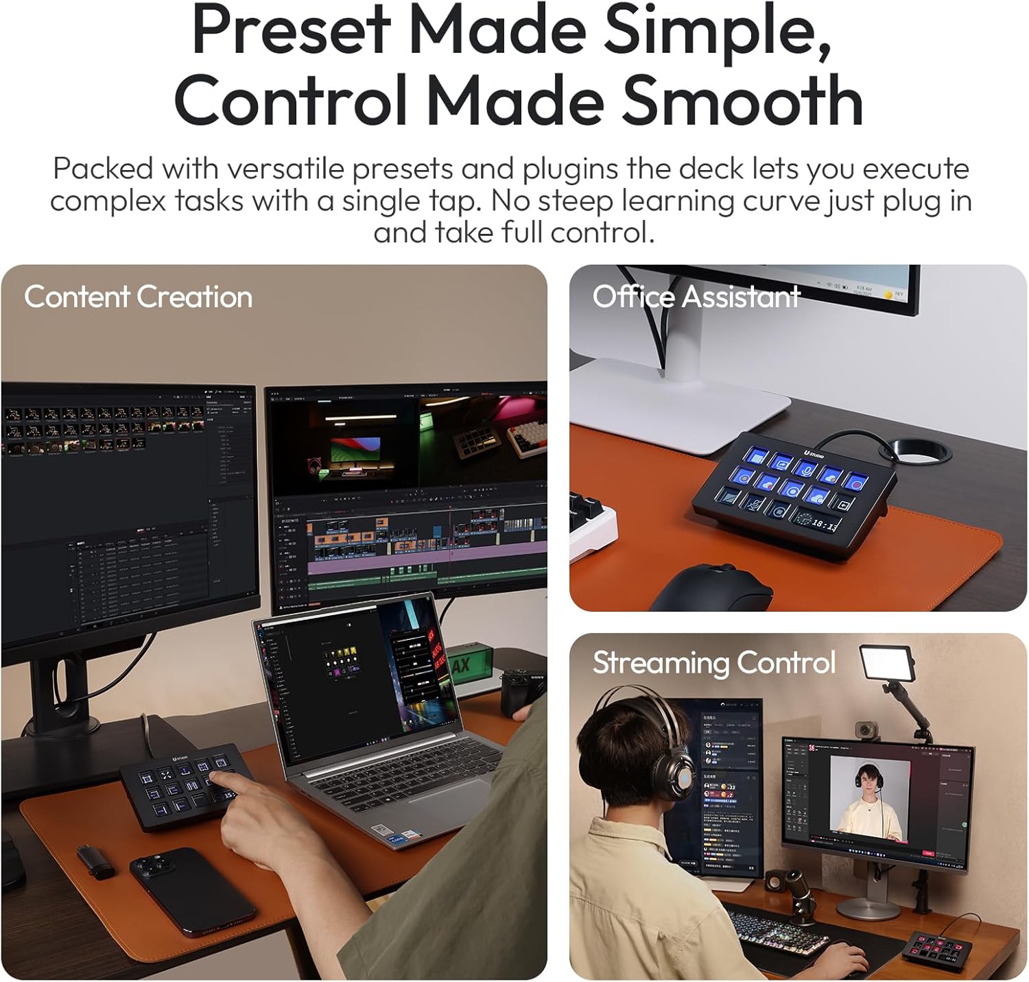 Thumbnail 2 de ULANZI D200H Stream Controller & USB-C Docking Station (14-Key LCD Macro Keyboard)