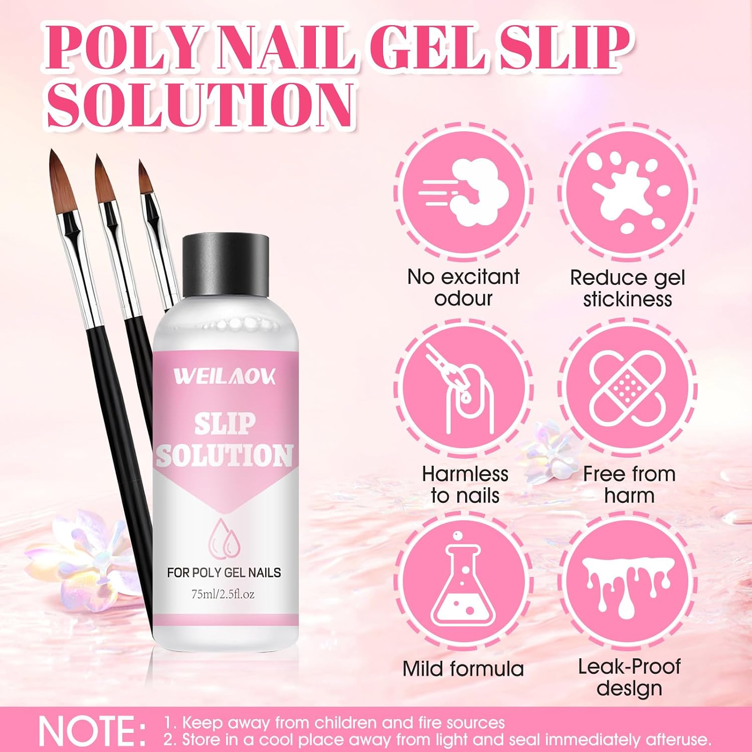 Detalle 2 de WEILAOK LM-EU094 Slip Solution-set voor polygel, 75 ml met 3 penselen