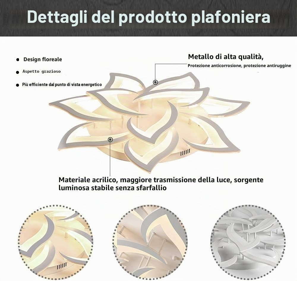 Detalle de Plafoniera LED soffitto Moderno dimmerabile con telecomando – 85 cm, 80 W