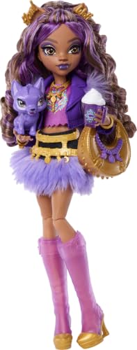 Detalle 2 de Monster High Clawdeen Wolf: Muñeca con Cachorro Lobo Crescent y 7 accesorios