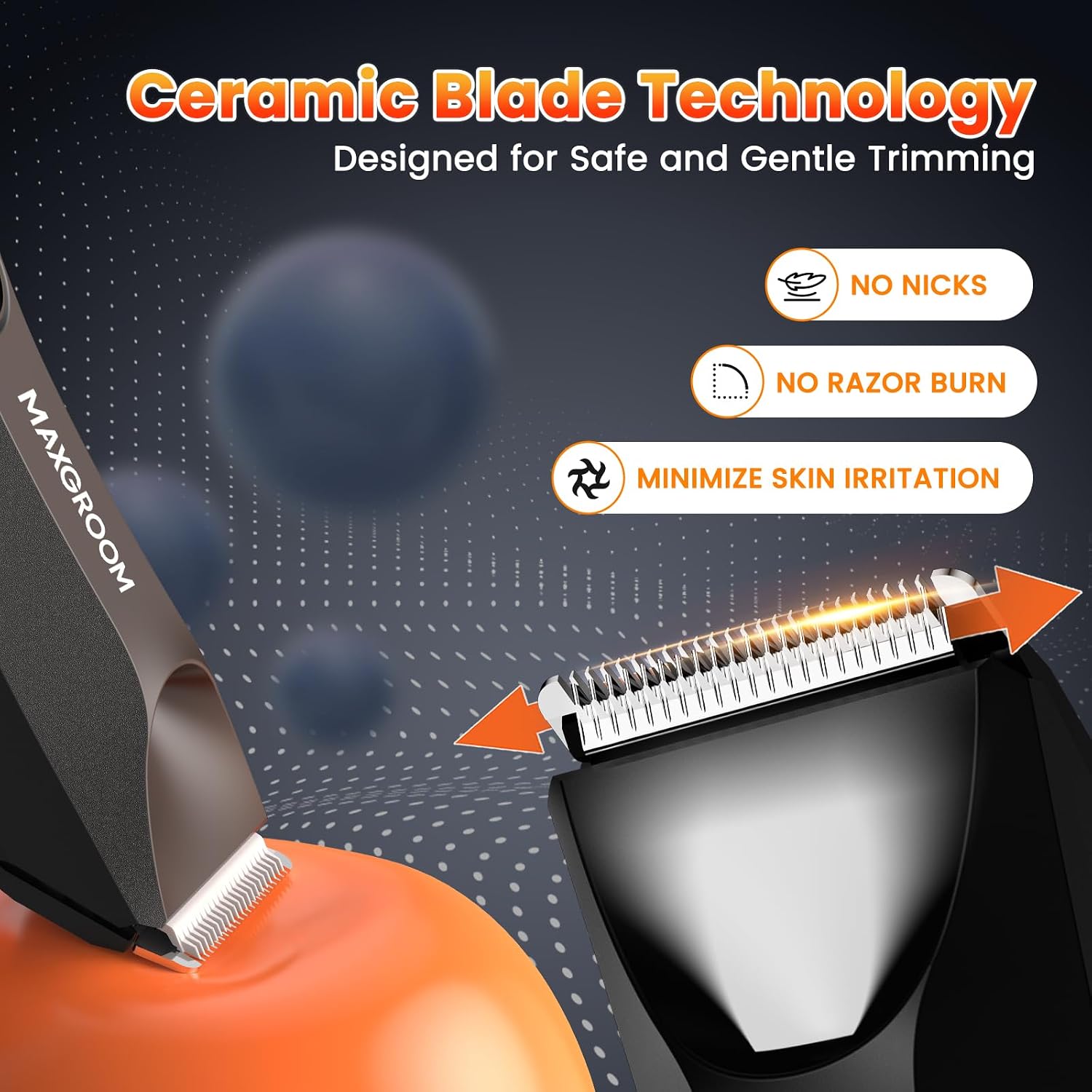Detalle 2 de MAXGROOM M-9087-BK Body & Pubic Hair Trimmer, IPX7 Waterproof with LED