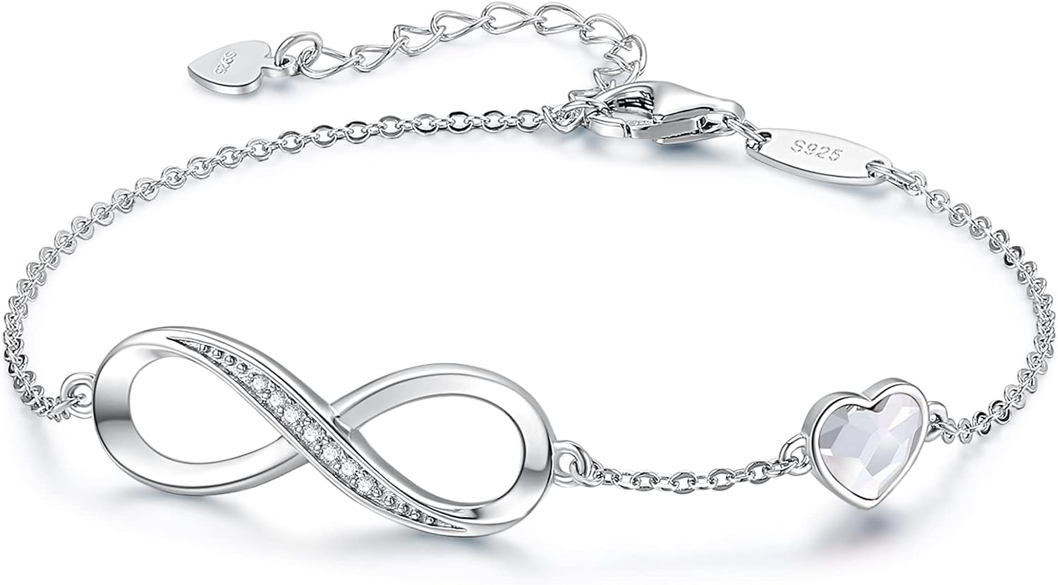 Thumbnail 6 de CDE Infinity Heart Birthstone Bracelet 925 Silver
