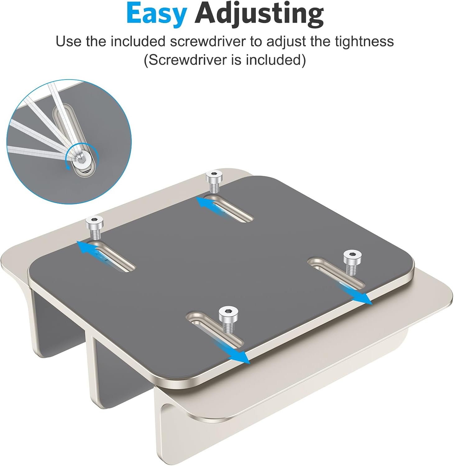 Detalle 1 de OMOTON Dual Vertical Laptop Stand, Adjustable Aluminum Holder in Starlight