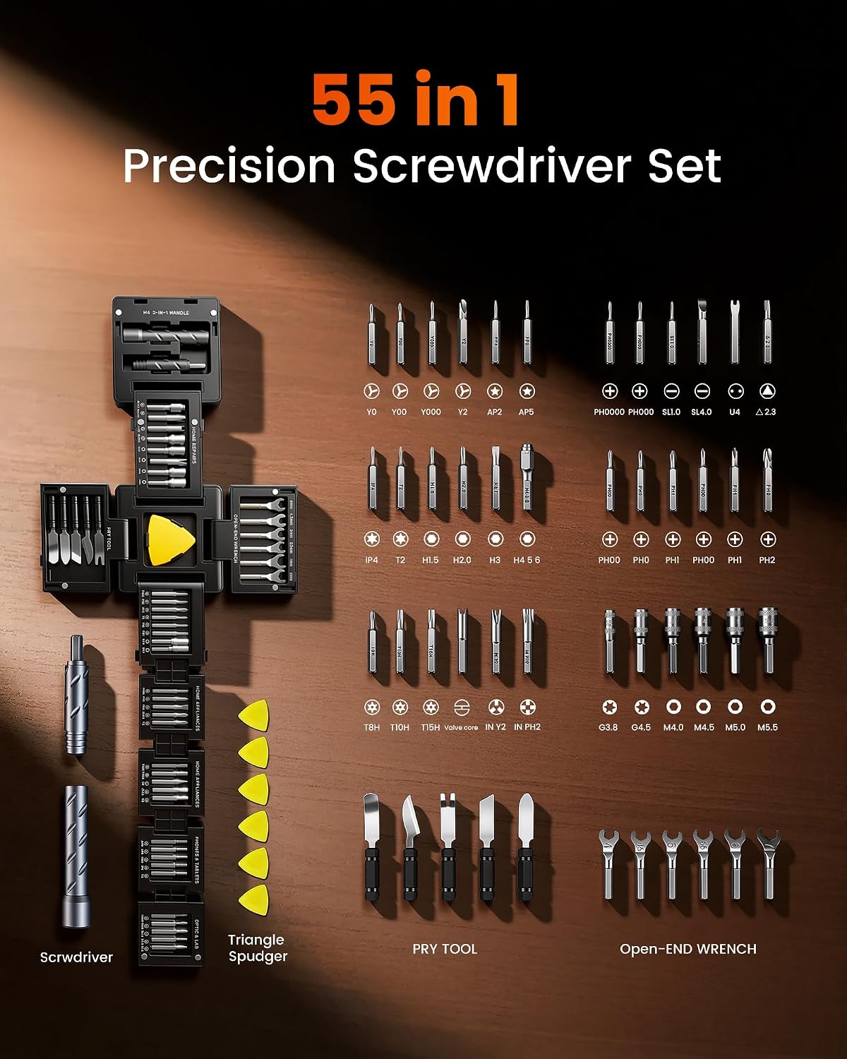 Detalle de KCEASUA KC-5501 55-in-1 Magnetic Precision Screwdriver Set with Foldable Cube