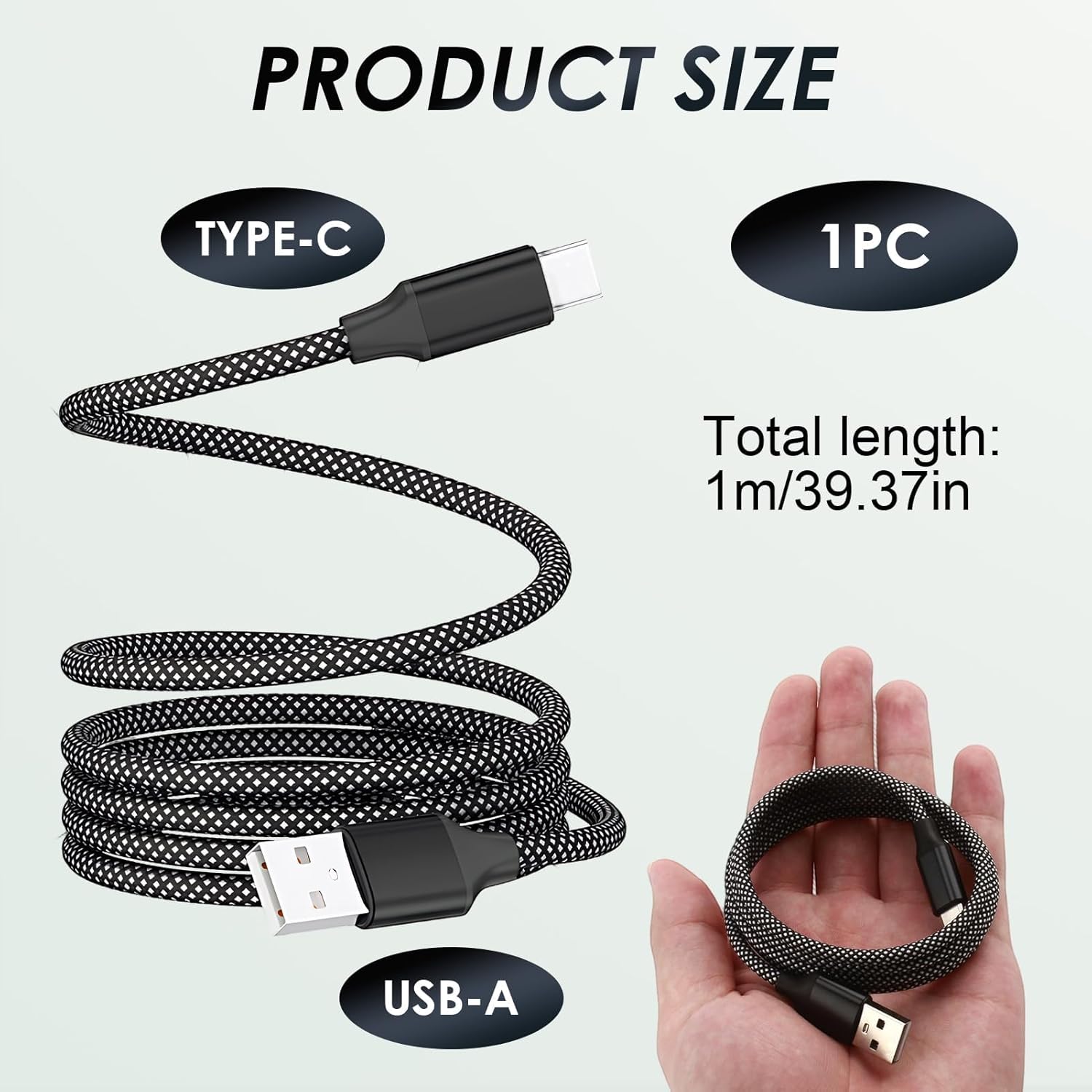 Thumbnail 5 de Magnetic USB-C Cable (Elastic Coiled USB A to USB-C) – 100W Fast Charging, 480Mbps Data, 1m Braided Nylon