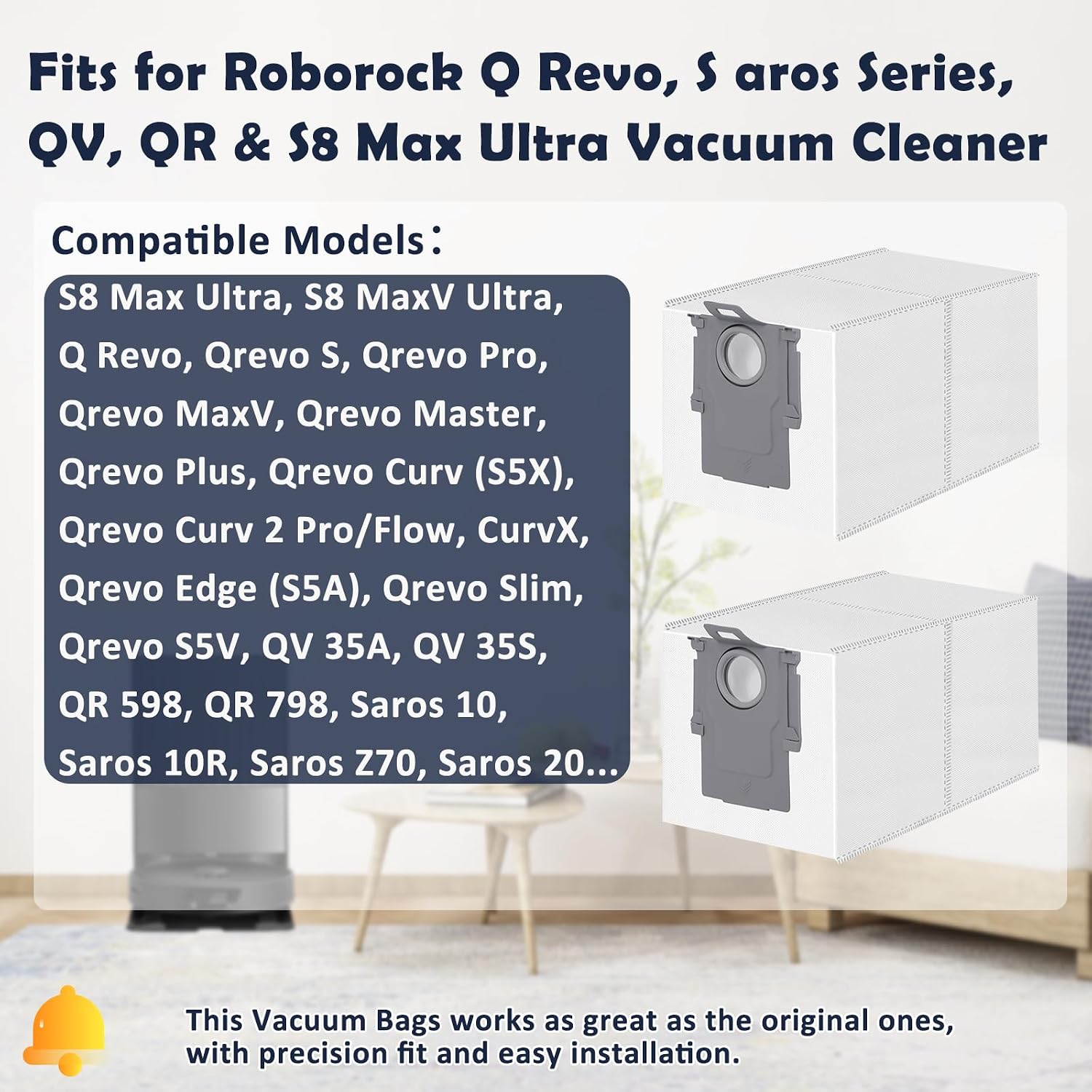 Detalle 2 de 12 Pack Vacuum Bags for Roborock Qrevo, 3L