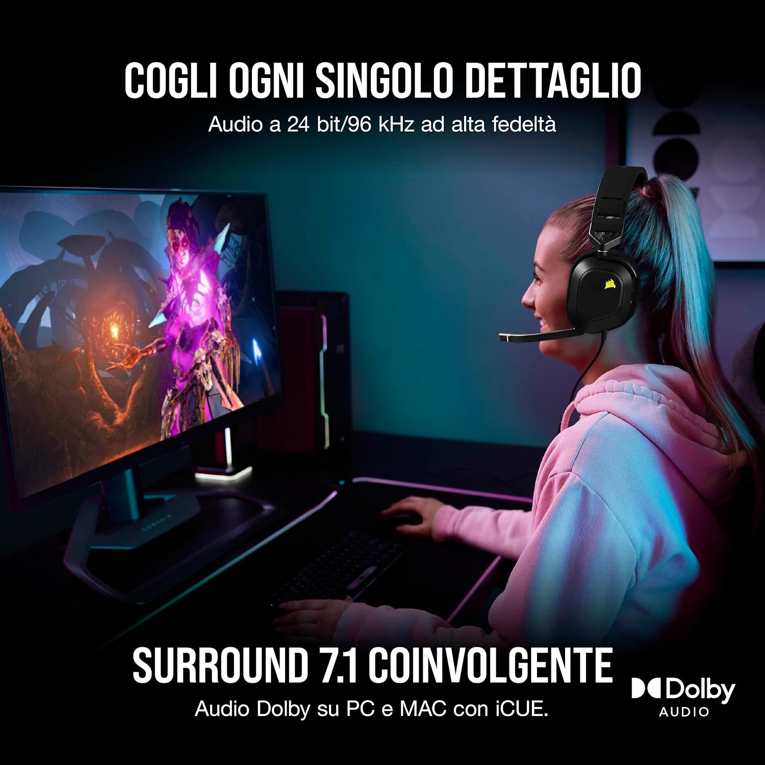 Thumbnail 1 de Corsair HS80 RGB USB cuffie gaming