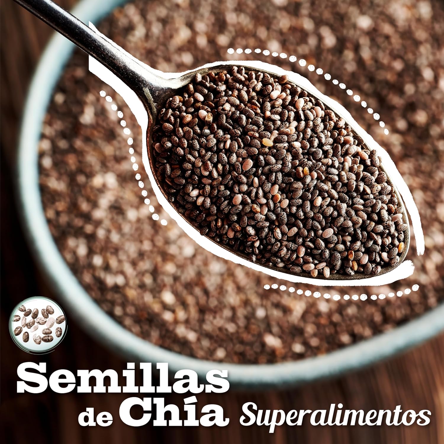 Detalle 1 de DRASANVI Semilla de Chía Orgánica 🥄 Rica en Omega 3, 6, 9