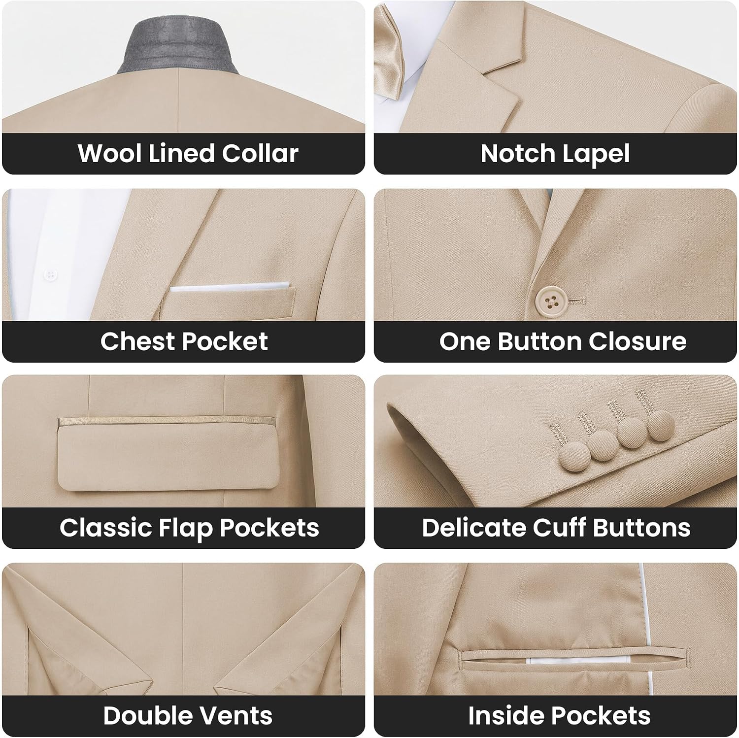 Detalle 1 de MAGE MALE Men's Suit Set, Slim Fit