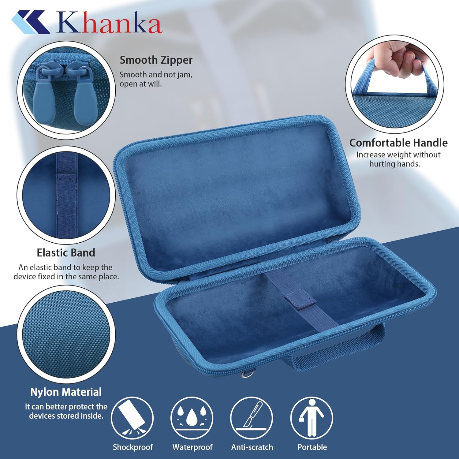 Thumbnail 3 de Khanka Hard Case for JBL Charge 6 – EVA Travel Case with Shoulder Strap (Blue)