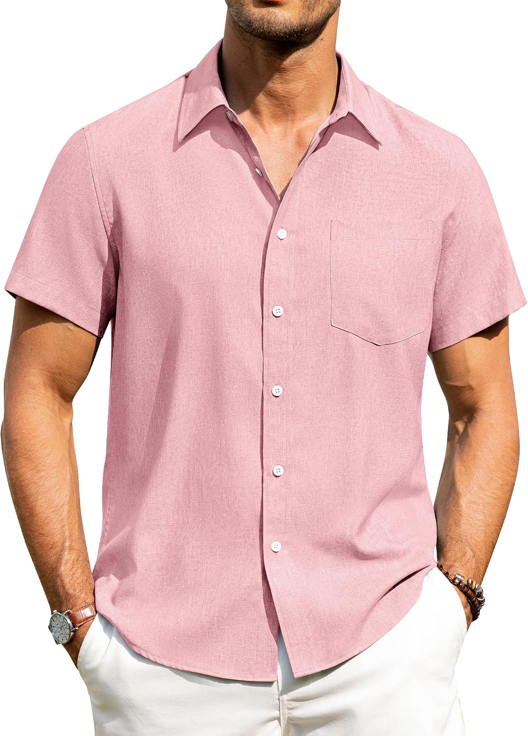 Thumbnail 6 de Alimens & Gentle Men’s Linen Shirt, Short Sleeve, Regular Fit, with Pocket – Summer Casual