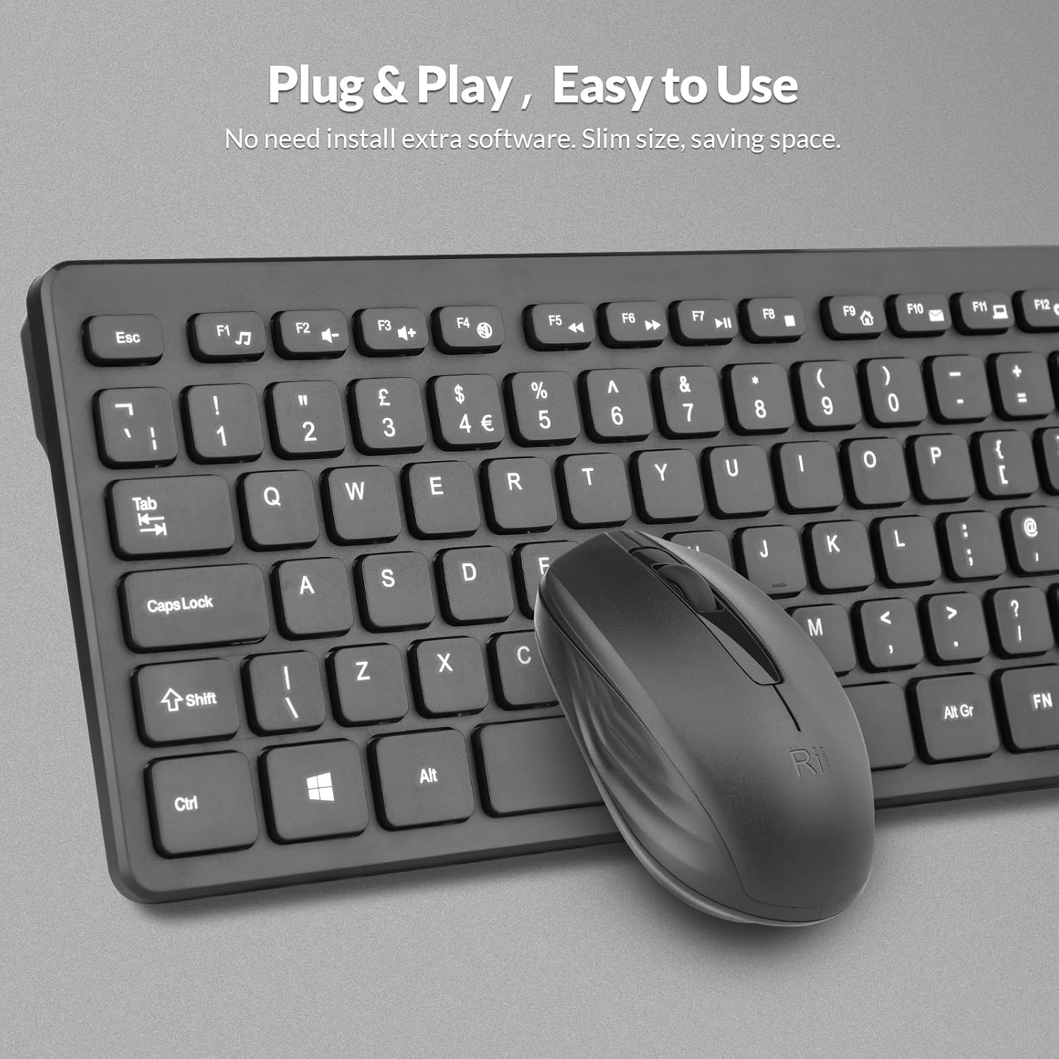 Thumbnail 4 de Rii RK200 wireless keyboard and mouse 104-key