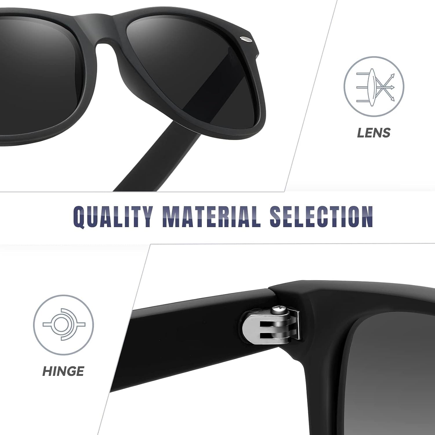 Detalle 2 de Vufurl Ultra Light Rectangular Polarized Sunglasses (UV400) for men and women