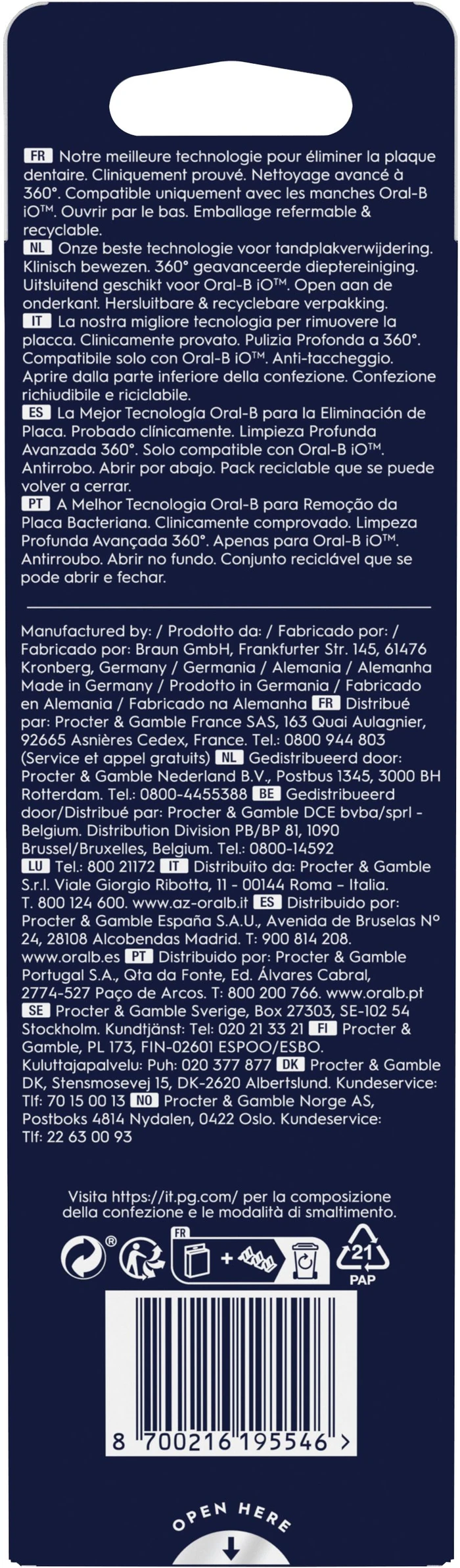 Detalle de Oral-B iO Ultimate Clean Weiß Aufsteckbürsten (6 Stück)