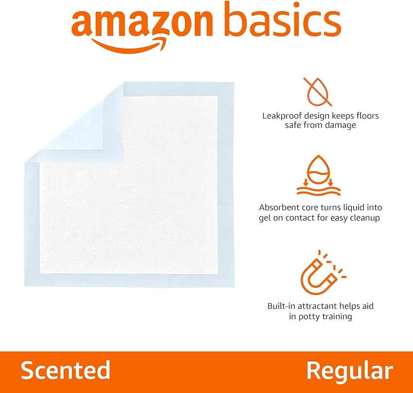 Detalle 2 de Amazon Basics Tapetes de Entrenamiento Perro, 100 Uds., 55x55 cm